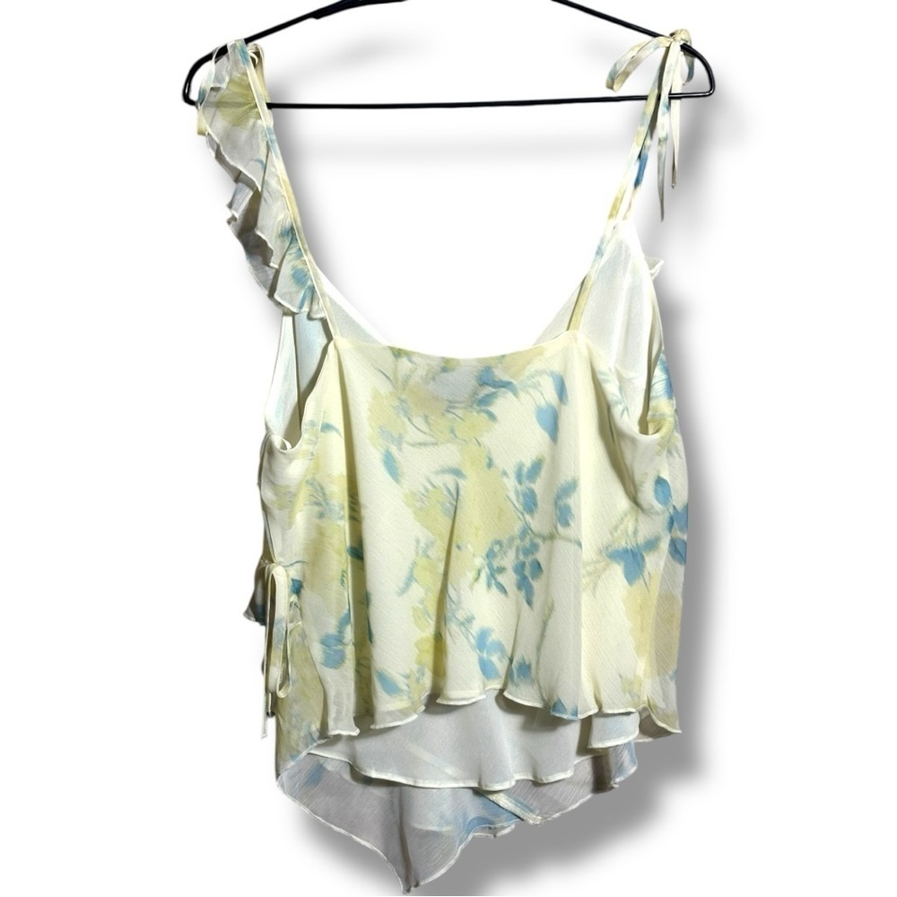 Rita Ora x Primark Flowy Asymmetrical Sheer Yellow Floral Ruffle Camisole Top - Picture 10 of 15